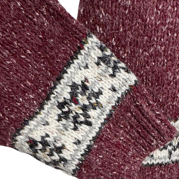 FAIRISLE NORDIC PRAIRIE GRANOLA PREPPY COTTAGECORE BURGUNDY SWEATER MEDP - Picture 2 of 5